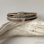 Lederarmband kleinem Herz in grau beige