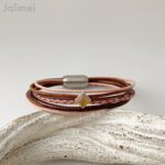Lederarmband kleines Quadrat in rose braun