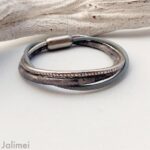 Lederarmband aus Nappa Damasco grau