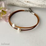 Lederarmband Perle in braun