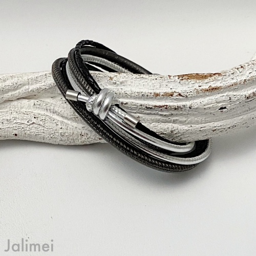 Wickelarmband Knoten in schwarz-silber