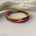 Lederarmband mit Lebensblume in bunt
