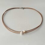 Ledercollier Perle braun von Jalimei