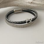 Armband mit Fisch und Glitzer in silber-schwarz