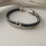 Armband mit Fisch Glitzer in silber-schwarz