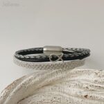 Armband Fisch Glitzer silber-schwarz