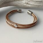 das Lederarmband Ginkgoblatt in Bronze-weiss