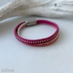Lederarmband Chainball in pink