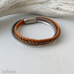 Lederarmband Strass in orange