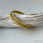 Lederarmband mit Strass in gelb
