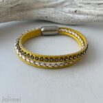 Lederarmband Strass in gelb