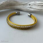 Lederarmband Strass mit gelb