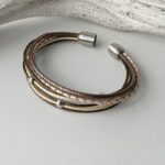 Lederarmband Nappa in taupemetallic und perlmutt