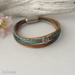 Lederarmband kleine Spirale in petrol braun