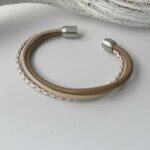 Lederarmband aus Nappa taupe weiß