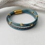 Lederarmband aus Nappa Gold in hellblau