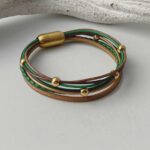 Lederarmband aus Nappa Gold in braun grün