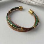 Lederarmband aus Nappa Gold braun grün