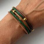 Lederarmband Nappa Gold braun grün