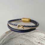 Armband mit Fisch in Gold blau-beige