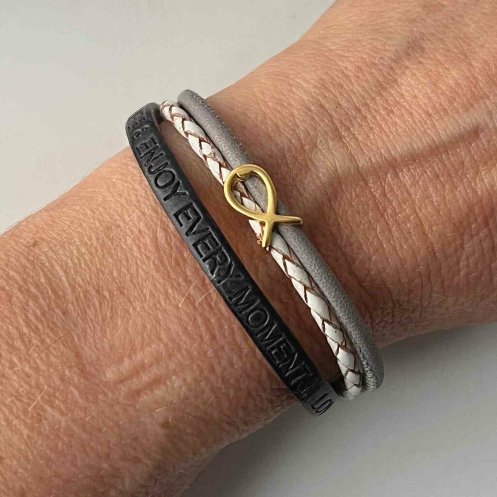 Armband Fisch mit Gold grau-weiß