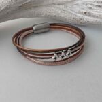 das Lederarmband mit drei Rauten braun