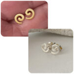 der feine Ohrstecker kleine Spirale in gold