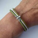 Lederarmband fein Biene grün