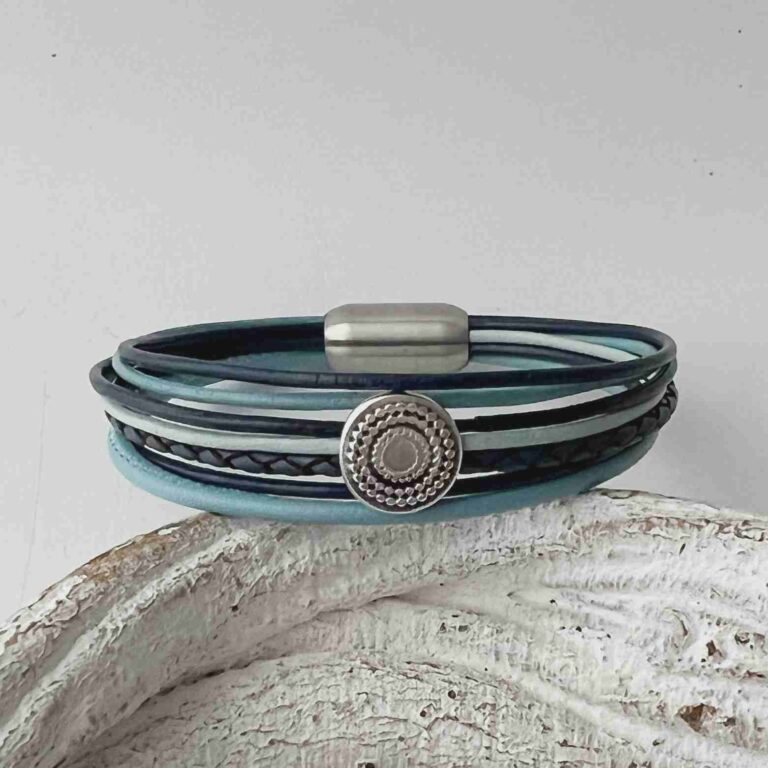 das Lederarmband Ethno in blau