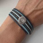 Lederarmband Ethno blau