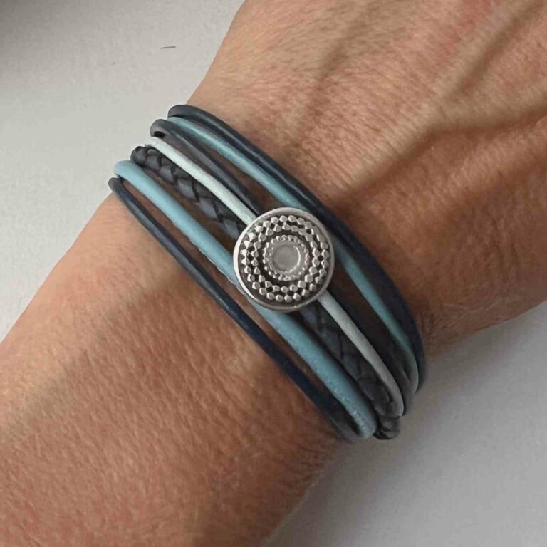 Lederarmband Ethno blau
