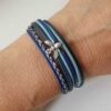 Lederarmband mit Biene antikblau