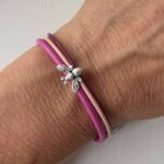 Lederarmband fein Biene pink