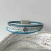 Lederarmband Lebensbaum hellblau weiß