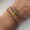 Lederarmband Spirale Gold braun beige