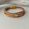 Lederarmband mit Spirale Gold braun beige