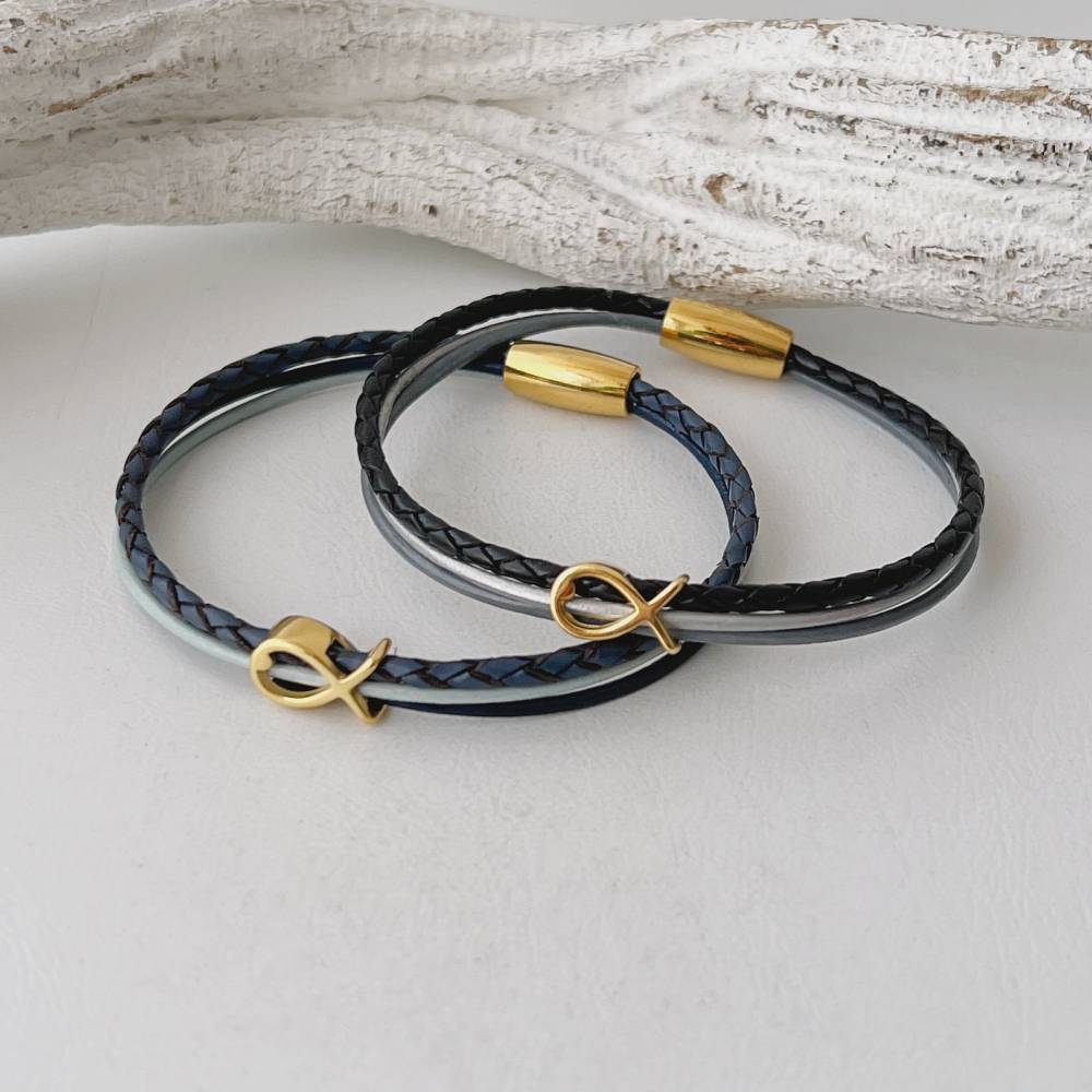 Armband Fisch Gold schwarz blau