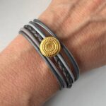 Lederarmband Ethno Gold grau