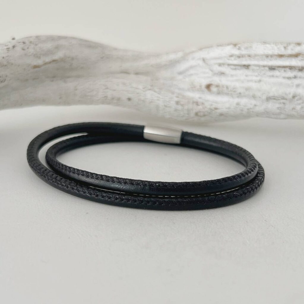 Wickelarmband Nappaleder Herren schwarz
