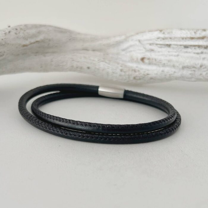 Wickelarmband Nappaleder Herren schwarz