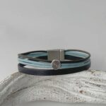 das Herren Lederarmband in blau vintage