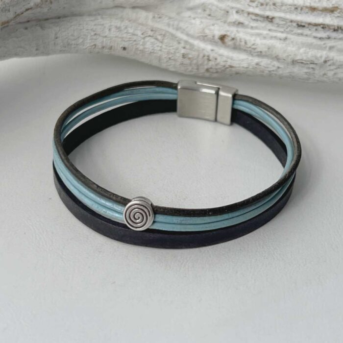 das Herren Lederarmband blau vintage
