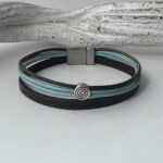 das feine Herren Lederarmband in blau vintage look