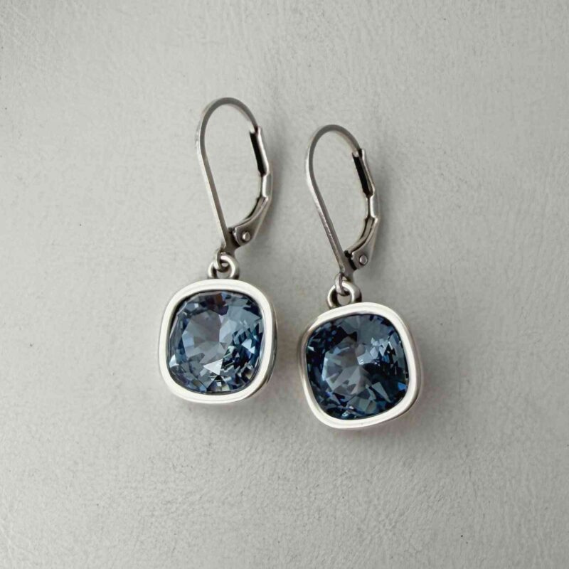 Ohrhänger Glitzerstein blau