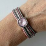 Lederarmband Glitzerstein Pastellfarbe rosa