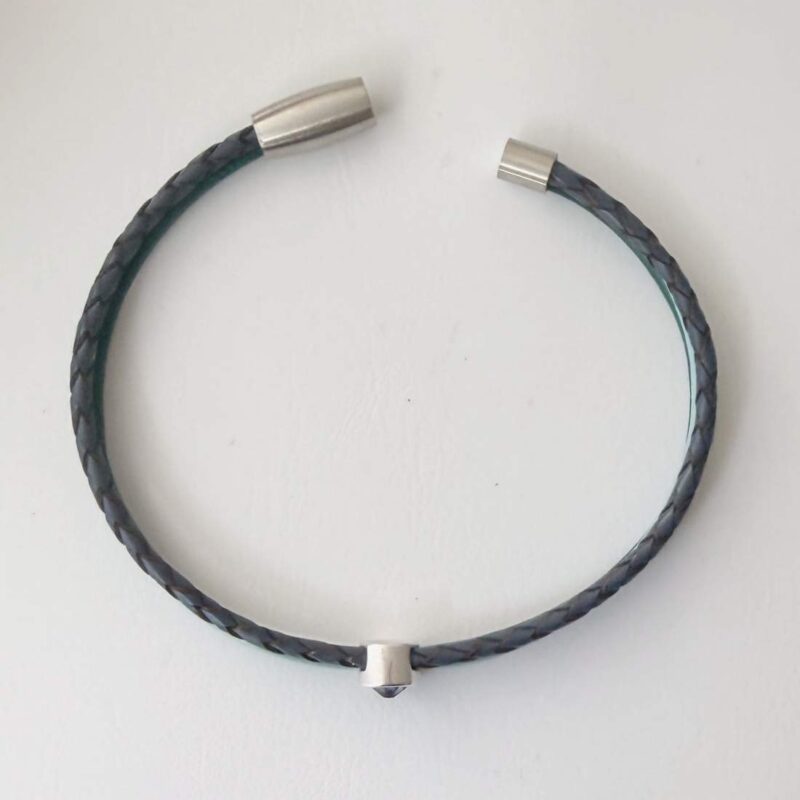 Lederarmband blau und petrol mit Glitzerstein